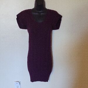 Body Central Chic Plum Knit Hoodie Dress